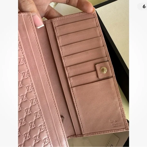 Gucci Microguccissima leather flap continental wallet in pink with chain - Picture 10 of 14